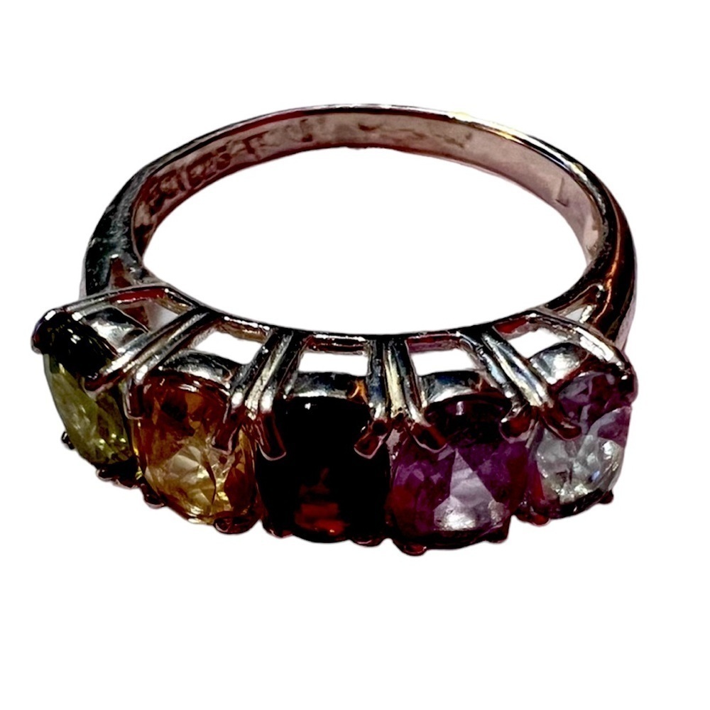 925 STERLING SILVER MULTIPLE GEMSTONE RING - Size 7​​​​​